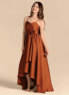 Azazie Catalina Junior Jurk van Stretch Satijn met A-Lijn Sweetheart Halslijn Kaneel image7