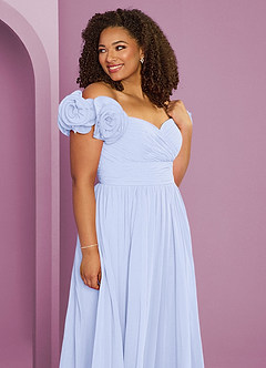 Barbie ♥ Azazie Robes de demoiselle d'honneur Robe Trapèze Convertible en Mousseline de soie Épaule décolletée Lavande image13
