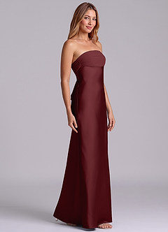 Azazie Ailanie Brudtärnklänningar Klä av Tubklänning i Stretch Satin Axelbandslös Cabernet image4