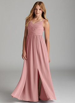 Azazie Chanel Junior Dusty Rose A-Line Sweetheart Neckline Chiffon Dress image3