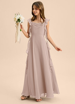 Azazie Carmin Junior English Rose A-Line Ruched Chiffon Dress image3