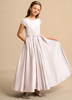 Azazie Bunny Junior Formal Robe Demoiselle D'honneur Fillette Robe Princesse en Dentelle Rose Pétale image1