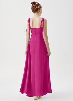 Azazie Rosey Junior A-Linie Herzausschnitt Stretch-Satin Kleid Fuchsia image2