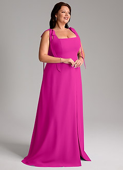 Azazie Debra Vestidos de damas de honor Vestido de Fucsia de Gasa de Corte en A Convertible con Con bolsillos image12
