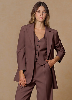 front Rowan Espresso Refined Weave Performance blazer
