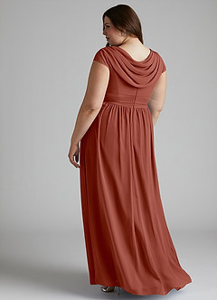 Azazie Organa Robes de demoiselle d'honneur Robe Trapèze en Mousseline de soie Plissée Auburn image10