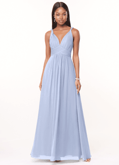 Azazie Maren Bridesmaid Dresses Ice A-Line Pleated Chiffon Dress image1