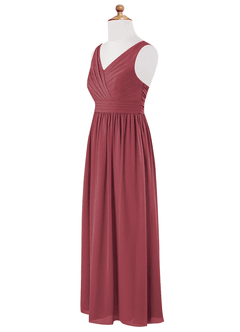 Azazie Kora Junior Merlot A-Line Pleated Chiffon Dress image7