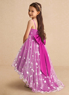 Azazie Celia Flower Girl Dresses Fuchsia A-Line Spaghetti Strap Tulle Dress image1