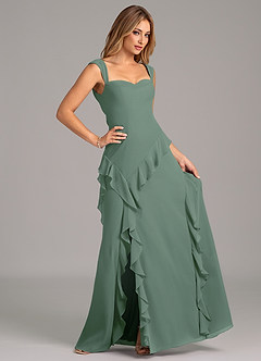 Azazie Sloane Bridesmaid Dresses Eucalyptus A-Line Sweetheart Neckline Chiffon Dress image3
