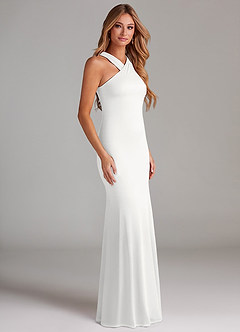 Azazie Doretta Bridesmaid Dresses White Mermaid Pleated Chiffon Dress image4