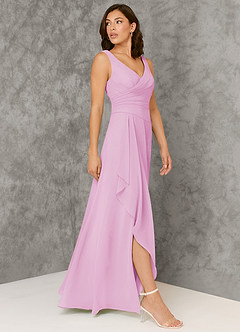 Azazie Kori Bridesmaid Dresses Candy Pink A-Line Pleated Chiffon Dress image3