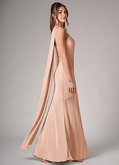 Azazie Kinsley Robes de demoiselle d'honneur Robe Sirène en Satin extensible Fente Latérale Or Rose image6