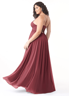 Azazie Aaida Jurken voor bruidsmeisjes Jurk van Chiffon met A-Lijn Korset Merlot image10