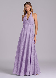 Azazie Tessie Brudtärnklänningar Klä av A-Linje i Blommig Utbrändhet Plisserad Lila image3