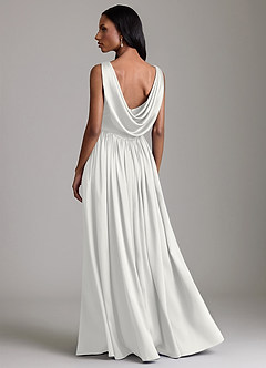 Azazie Novi Vestidos de damas de honor Vestido de Blanco de Satén Elástico de Corte en A con Con bolsillos image2