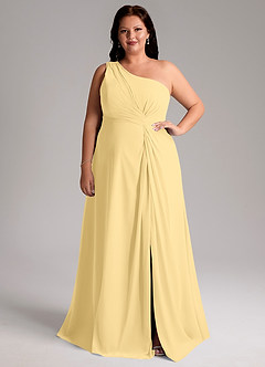 Azazie Brooke Bridesmaid Dresses Butter A-Line One Shoulder Chiffon Dress image8