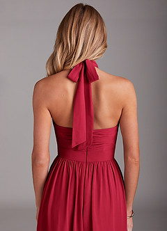 Azazie Avary Brautjungfernkleider A-Linie Plissee Chiffon Kleid Scharlachrot image7