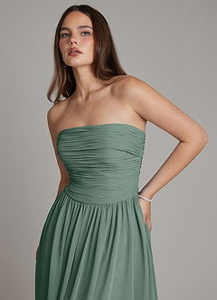 Azazie Andreina Bridesmaid Dresses Sea Moss A-Line Pleated Chiffon Dress image6