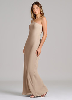 Azazie Monroe 신부 들러리 드레스 쉬스 한쪽 어깨 쉬폰 바닥 길이 드레스 image4