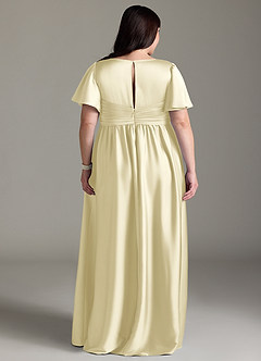 Azazie Verna Maternity Bridesmaid Dresses A-Line Ruched Stretch Satin Floor-Length Dress image11
