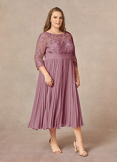 Azazie Tutu Kleider für die Brautmutter A-Linie Bootshals Spitze Chiffon Kleid Vintage Mauve image10