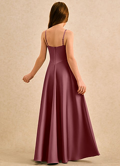 Azazie Coconut Girls Formal Sukienki dla dziewczynek sypiących kwiaty Linia A Pofałdowany Satyna elastyczna Długość podłogi Sukienka image2