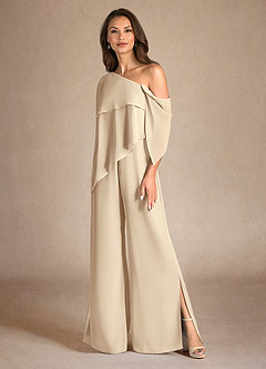 Azazie Halima Kleider für die Brautmutter Overall/Jumpsuit Seitliche Cut-Outs Chiffon Kleid Champagner image6