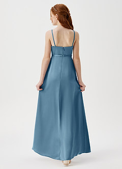 Azazie Kaylee Junior Robe Trapèze en Satin extensible avec ceinture Bermude image2