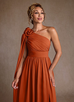Azazie Lancaster Mother of the Bride Dresses Burnt Orange A-Line One Shoulder Chiffon Dress image6