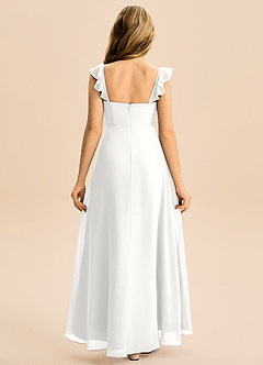 Azazie Mavie Junior White A-Line Ruched Chiffon Dress image2