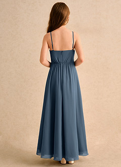 Azazie Twilight Dance Girls Formal Blumenmädchenkleider A-Linie Plissee Chiffon Kleid Neptunblau image2