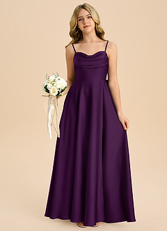 Azazie Bear Junior Grape A-Line Sweetheart Neckline Stretch Satin Dress image7