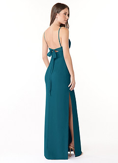 Azazie Mai Bridesmaid Dresses Ink Blue Sheath Pleated Chiffon Dress image4