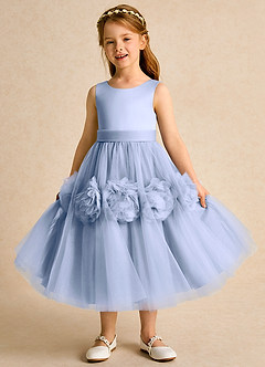 Azazie Vola Robe Demoiselle D'honneur Fillette Robe Princesse en Tulle Sans manches Eis image5