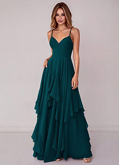 Azazie Zaina Bridesmaid Dresses Pine A-Line Chiffon Dress image3