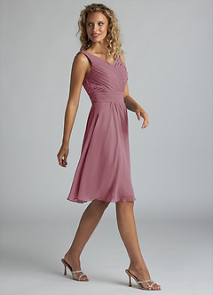 Azazie Grace Bridesmaid Dresses Vintage Mauve A-Line Pleated Chiffon Dress image4