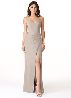 Azazie Leo Bridesmaid Dresses Frost Mermaid V-Neck Pleated Chiffon Dress image1