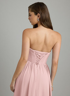 Azazie Tammy Bridesmaid Dresses Powder Pink A-Line Corset Chiffon Dress image9