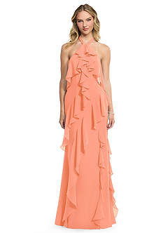 Azazie Velma Vestidos de damas de honor Vestido de Atardecer de Gasa de Corte en A con Corte Lateral image1