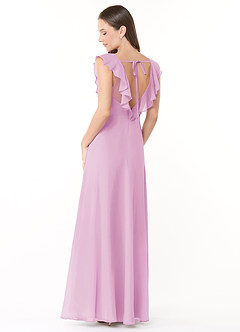 Azazie Yoko Bridesmaid Dresses Candy Pink A-Line Ruched Chiffon Dress image4