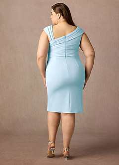 Azazie Cecily Mother of the Bride Dresses Sky Blue Sheath Stretch Crepe Dress image7