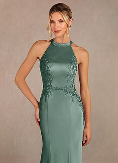 Azazie Tyra Mère de la mariée Robes Robe Sirène en Satin extensible Dentelle Eucalyptus image4