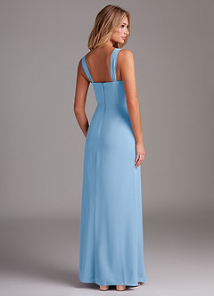 Azazie Denice Bridesmaid Dresses Powder Blue Sheath Pleated Chiffon Dress image6