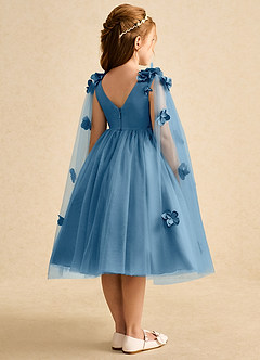 Azazie Staria Blumenmädchenkleider Ballkleid Gestreift Tüll Kleid Stahlblau image9