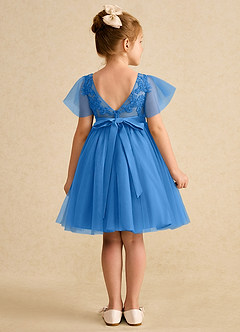 Azazie Queenie Flower Girl Dresses Blue Jay A-Line Lace Dress image2