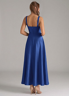 Azazie Shaude Bridesmaid Dresses Royal Blue A-Line Pleated Stretch Satin Dress image6