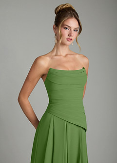 Azazie Gabriela Bridesmaid Dresses Basil A-Line Corset Chiffon Dress image10