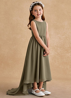 Azazie Pip Flower Girl Dresses Willow Green A-Line Sleeveless Chiffon Dress image2