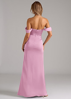 Azazie Johana Bridesmaid Dresses Candy Pink Mermaid Off the Shoulder Stretch Satin Convertible Dress image4